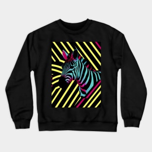 Neon zebra print art Crewneck Sweatshirt